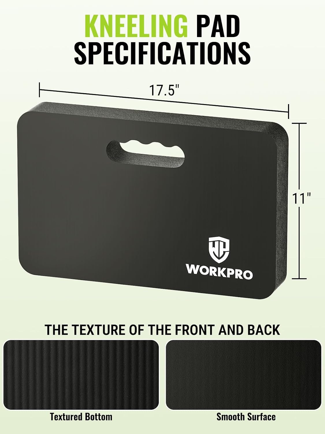 WORKPRO Extra Thick Kneeling Pad, 2 Pack, 17.5 x 11 x 1.5 in, Black | Soft NBR Foam Cushioning for Knee, Large Foam