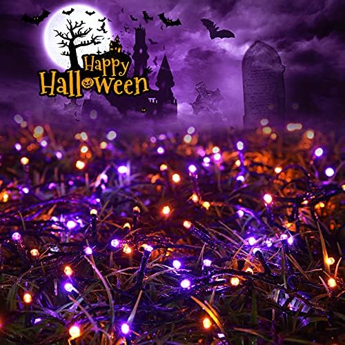 Joomer Orange Purple Halloween Solar Lights, 2Pack Total 144FT 400LED