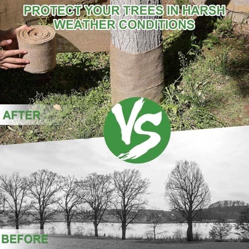 Agfabric Natural Burlap Fabric Roll,72 inch X 15 Feet Tree Wraps for Winter,Burlap Plant Covers for Trees and Shrubs