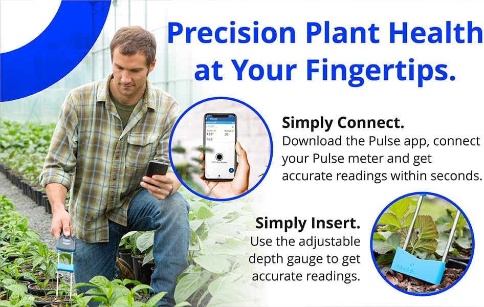 Bluelab Pulse Meter - Handheld Digital Soil Meter Measures Nutrients (TDS), Moisture & Temperature directly from the