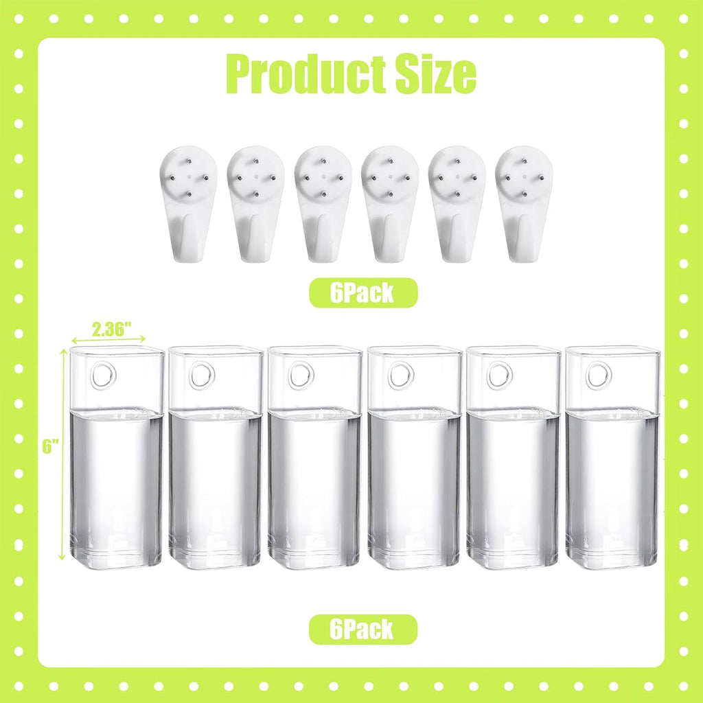 Fasmov 6 Pack Wall Hanging Glass Planters, Terrarium Holders for Air Plants, Succulents, Flowers - Square, Clear Vase