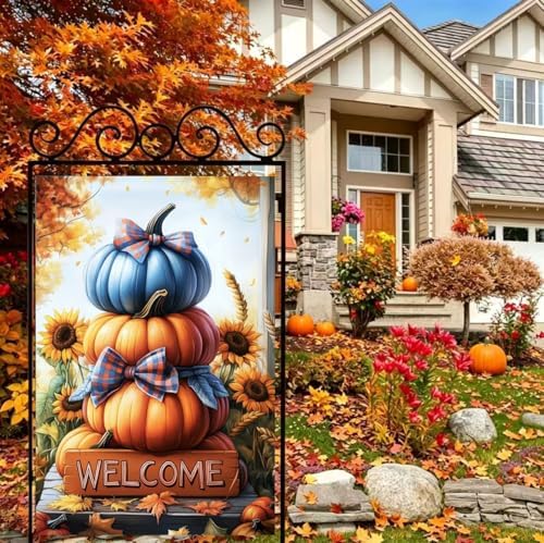Large Fall Welcome House Garden Flags 28 x 40 Double Sided Outside