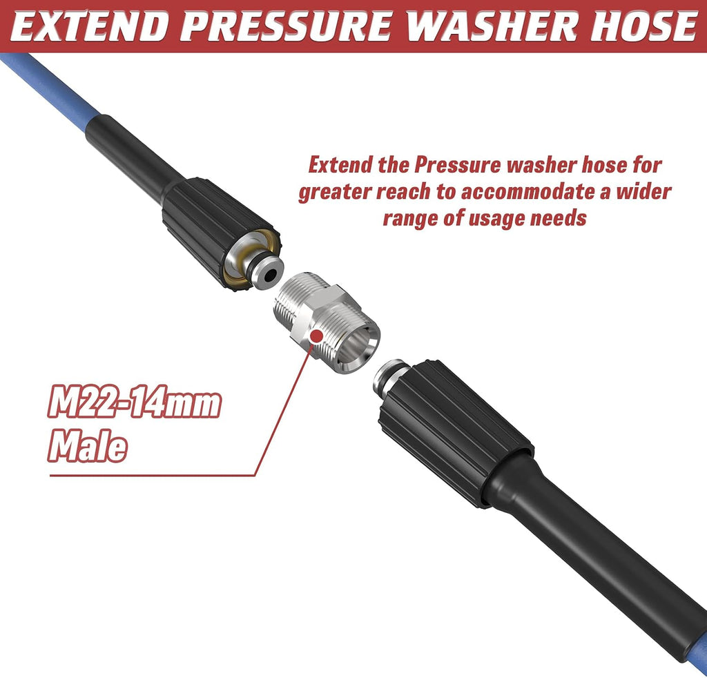 3/8" Pressure Washer Quick Connect Kit, M22-14mm Swivel Fitting | 3/8" Adapter Set, Stainless Steel 3/4" to M22 to 3/8"