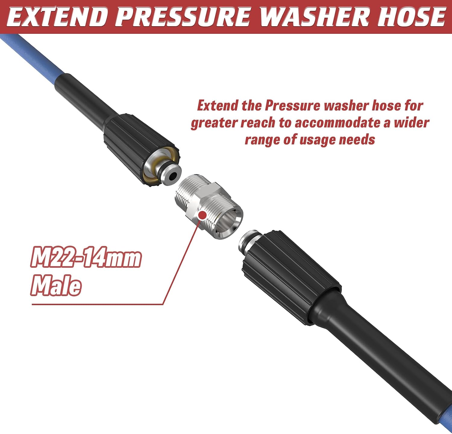 3/8" Pressure Washer Quick Connect Kit, M22-14mm Swivel Fitting | 3/8" Adapter Set, Stainless Steel 3/4" to M22 to 3/8"