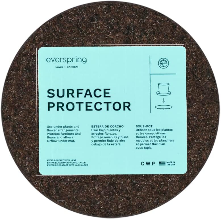 Curtis Wagner Plastics Corp. MA-600 Fabric Plant Mat (6" Diameter, Walnut Brown, 5-Pack) - Round Fabric Plant Coasters