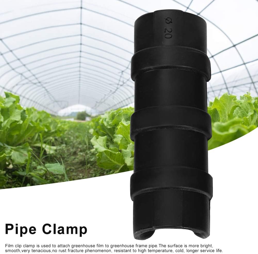 Acouto for 1/2 Inch Pvce Ewchshausps 50PCS Black Greenhouse Frame Pipe Tube and Film Clip Clamp Connector Kit Garden
