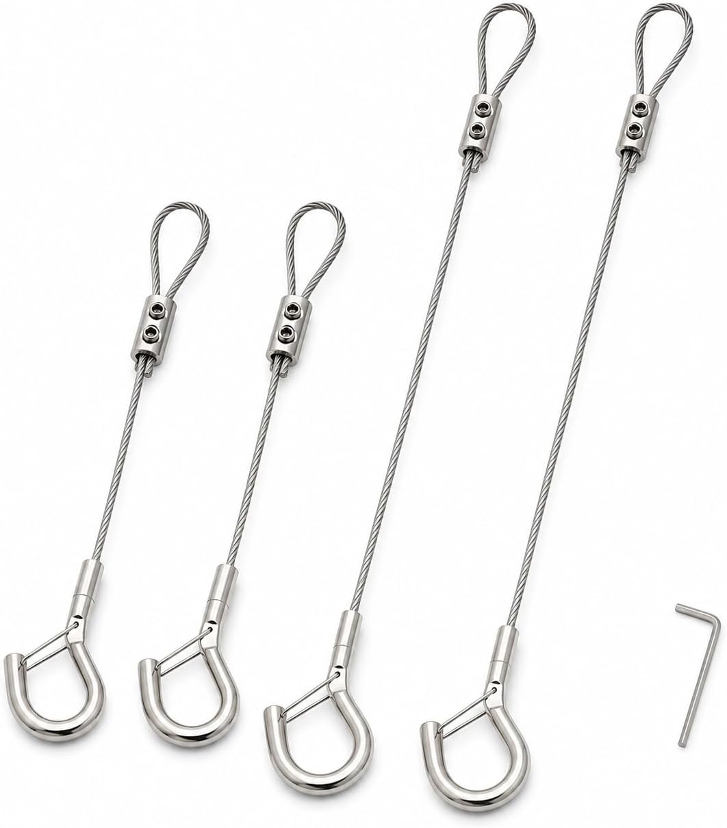 4 Pcs 18-38" Adjustable Bird Feeder Hanger Wires with Safety Buckle Q-Hook