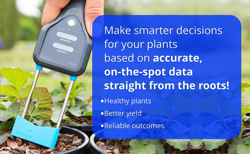 Bluelab Pulse Meter - Handheld Digital Soil Meter Measures Nutrients (TDS), Moisture & Temperature directly from the