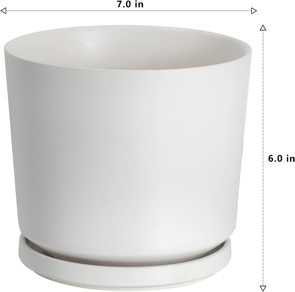 Ekirlin 7 inch Plant Pots,Ceramic Flower Planters Indoor,Modern Succulents Containers with Drain Hole Saucer,Decorate