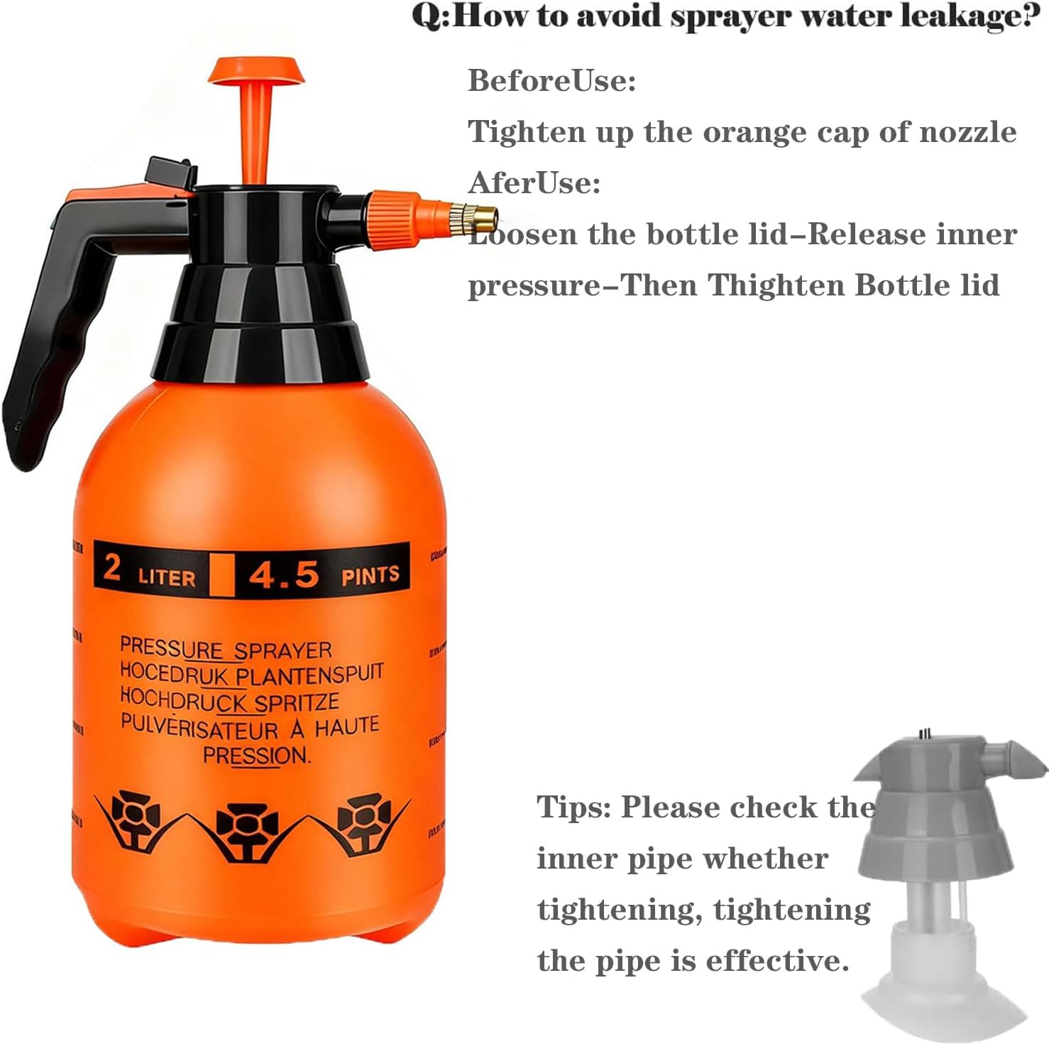 3 Pcs 1/2 Gallon Pump Sprayer Plastic, Handheld Pressure Sprayer, Garden Pump Sprayer Bottle with Adjustable Nozzle for