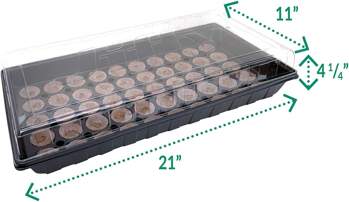Ferry-Morse Jiffy Seed Starter Tray Kit - 50 Cell, Bonus SUPERthrive, Plant Labels - 2 Pack - Peat/Plastic