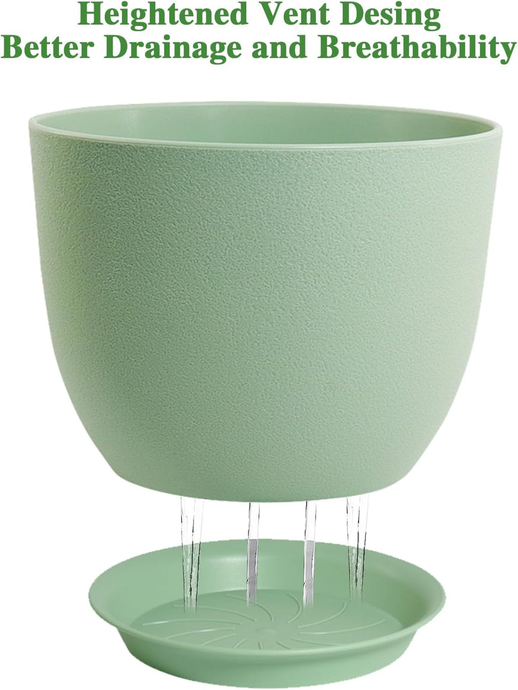 UOUZ 12/10/9 Large Modern Plant Pots, Plastic Planters with Drainage Holes and Saucers for Indoor Outdoor Plants