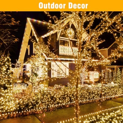 Nisocy 33FT LED String Lights Outdoor Waterproof – Warm White Fairy Lights with Plug, Connectable Christmas Tree Lights for Patio, Garden, Bedroom, Wedding, Party, Decor