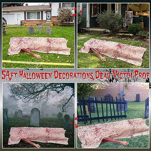 5.4ft Scary Halloween Decorations Outdoor Dead Body Props Showing Right Hand Only - Hallowmas Back from the Grave Victim Prop for Haunted House Party Decor (Assembly Needed)