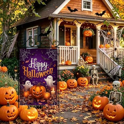 Large Halloween Garden Flags House Flags for Outside 28 x 40 Double Sided