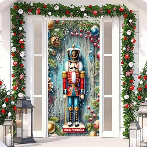 BlissYard Door Cover Christmas Nutcracker Soldier 35x71 Inch Polyester