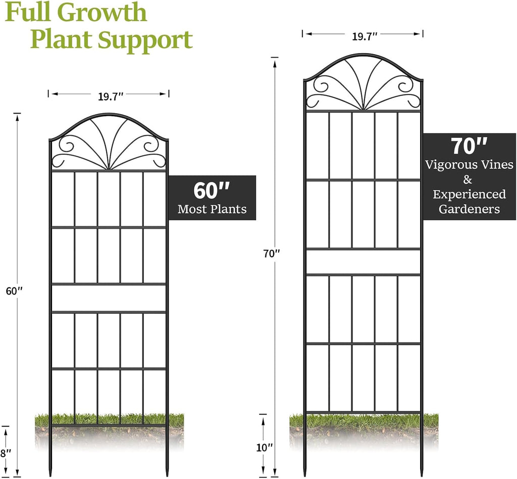 VOXOR Metal Trellis for Climbing Plants Outdoor, 60 * 19.7 Inch Tall Garden Trellis with Black Rustproof Coating