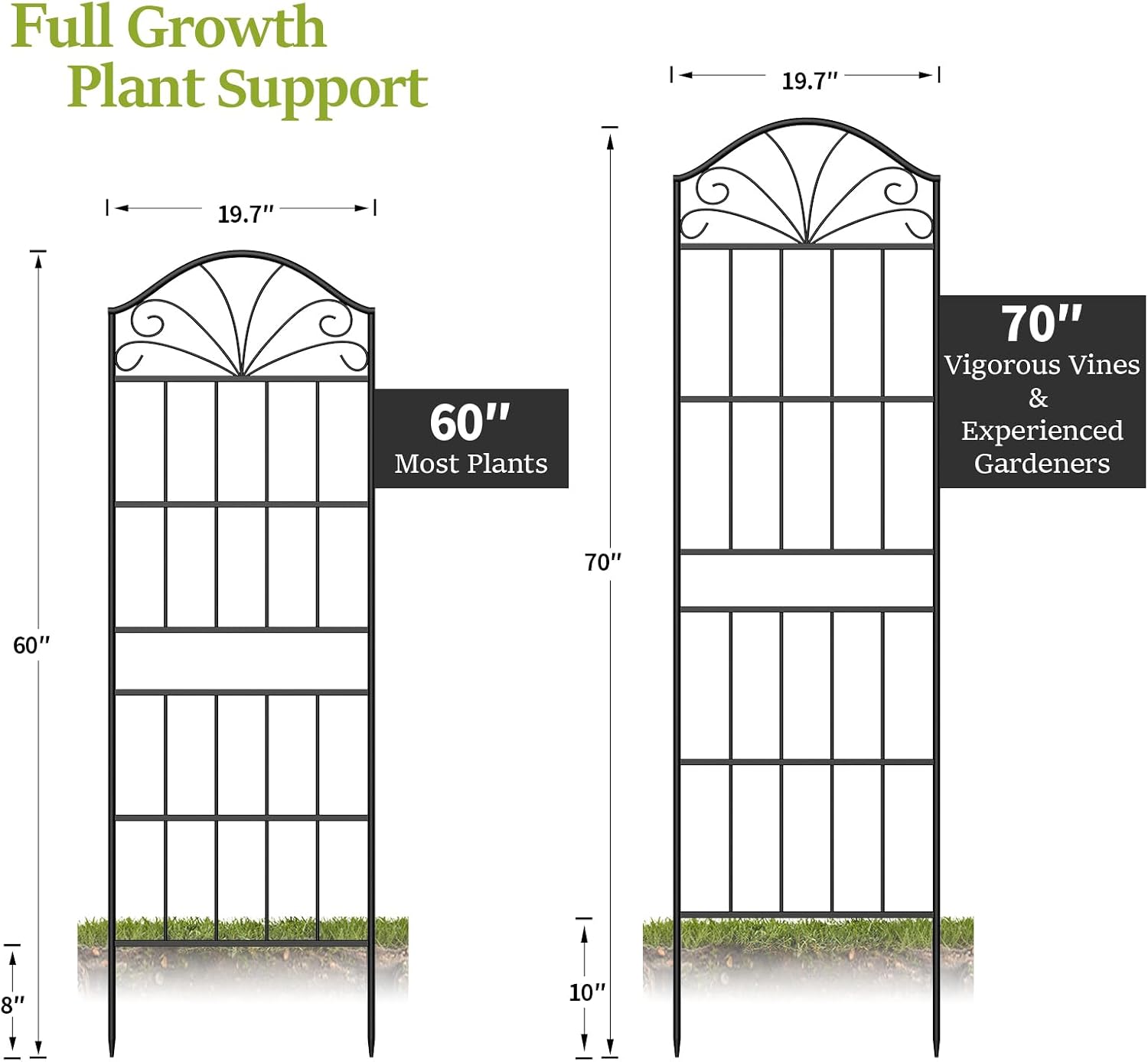 VOXOR Metal Trellis for Climbing Plants Outdoor, 60 * 19.7 Inch Tall Garden Trellis with Black Rustproof Coating