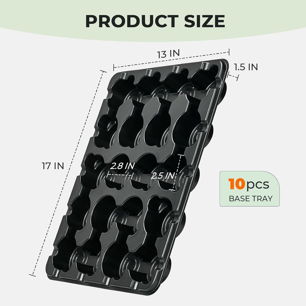 10 Pack 20 Cell Seed Starter Trays Compatible with 3 Inch Pots | 10 reusable trays offer 200 total cells and reinforced