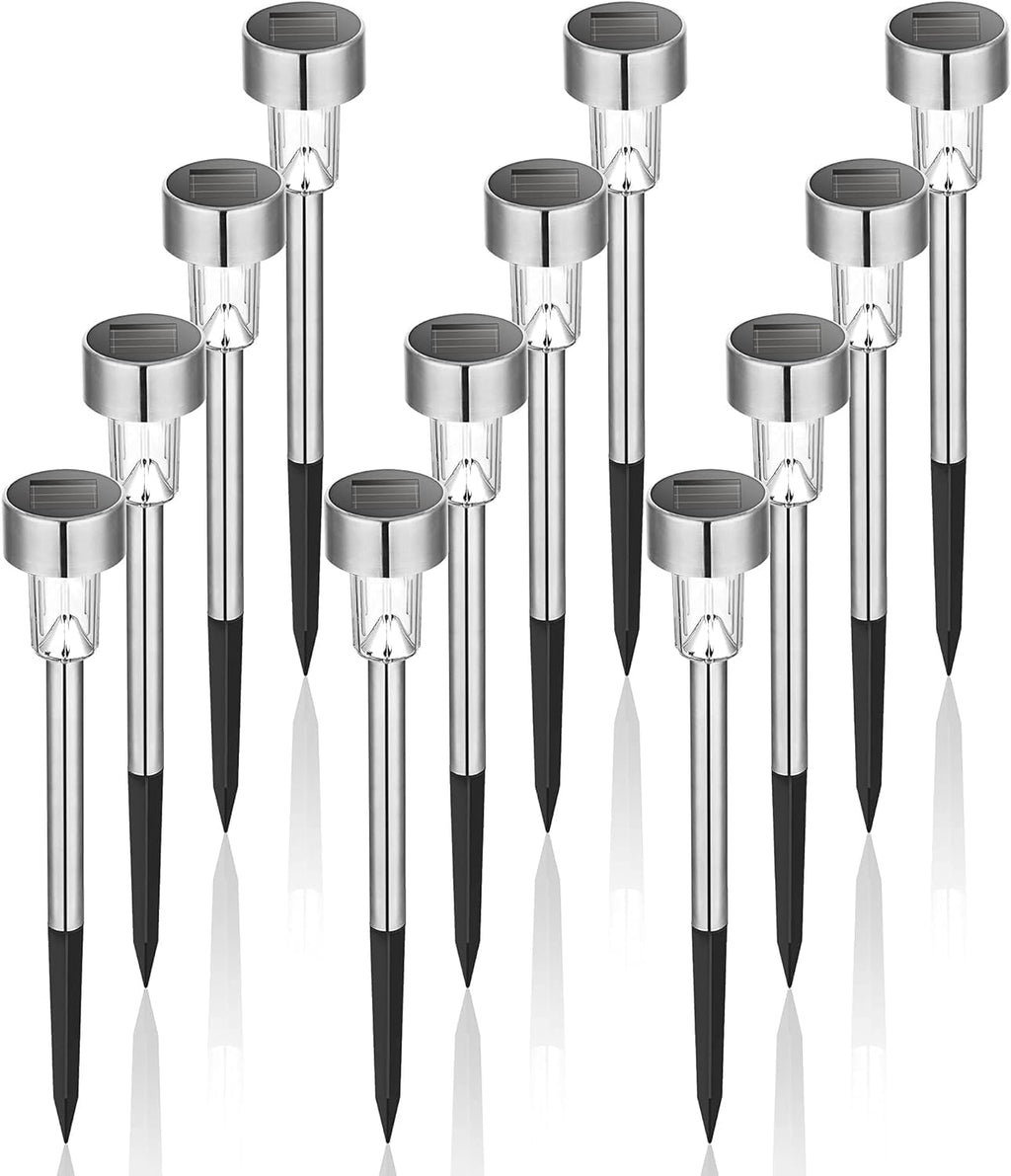 GIGALUMI Outdoor Waterproof Solar Garden Lights, 12 Pack Cold White