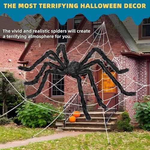 inin 200" Halloween Spider Web Decorations with 59" Giant Spider, Decor