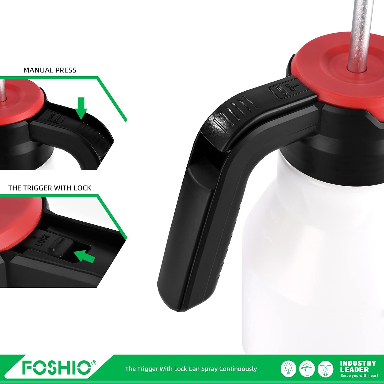 FOSHIO 0.4 Gallon Garden Pump Sprayer, 1.5L Portable Hand Pump Pressure Water Spray Bottles with Adjustable Nozzle