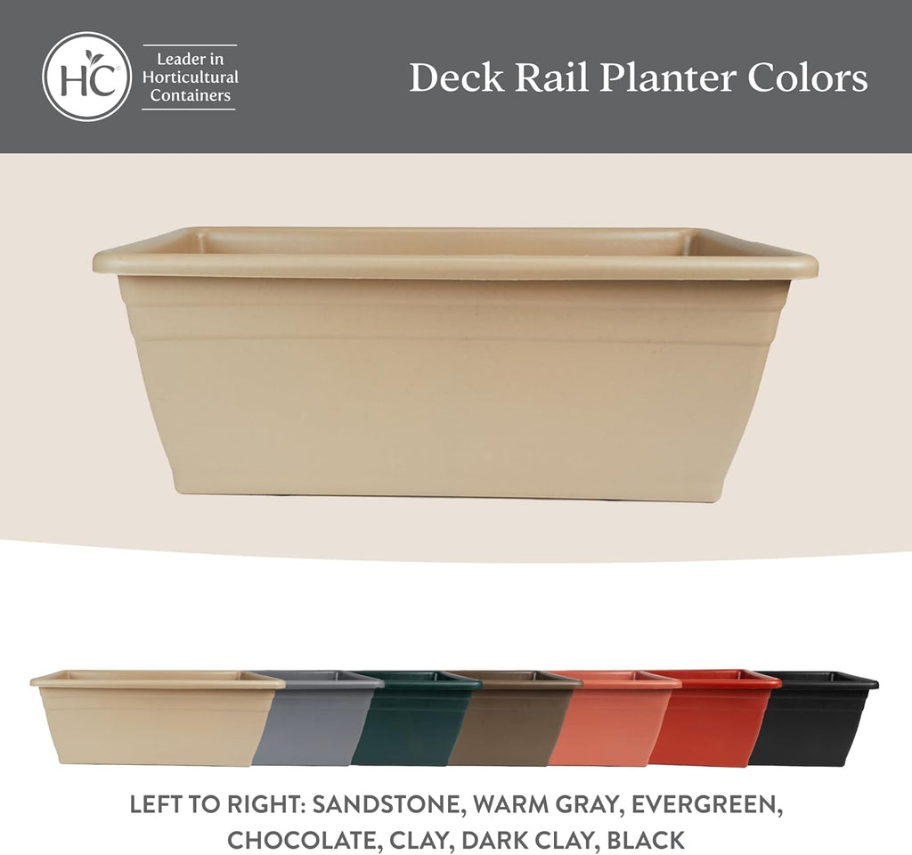 The HC Companies Deck Rail Deck Rail Planter Box, 24 Inch, Black, 1-Pack | Plastic, Drainage Plug, Lightweight