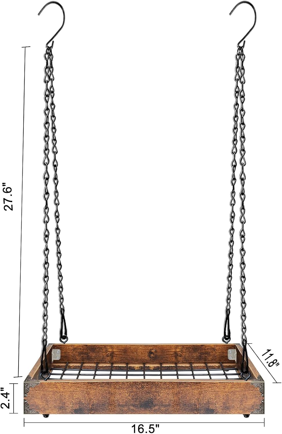 Plant Hanger Indoor Outdoor, 16" Large Hanging Planters for Indoor Plants | Hanging Plant Holder Wood Metal Hanging