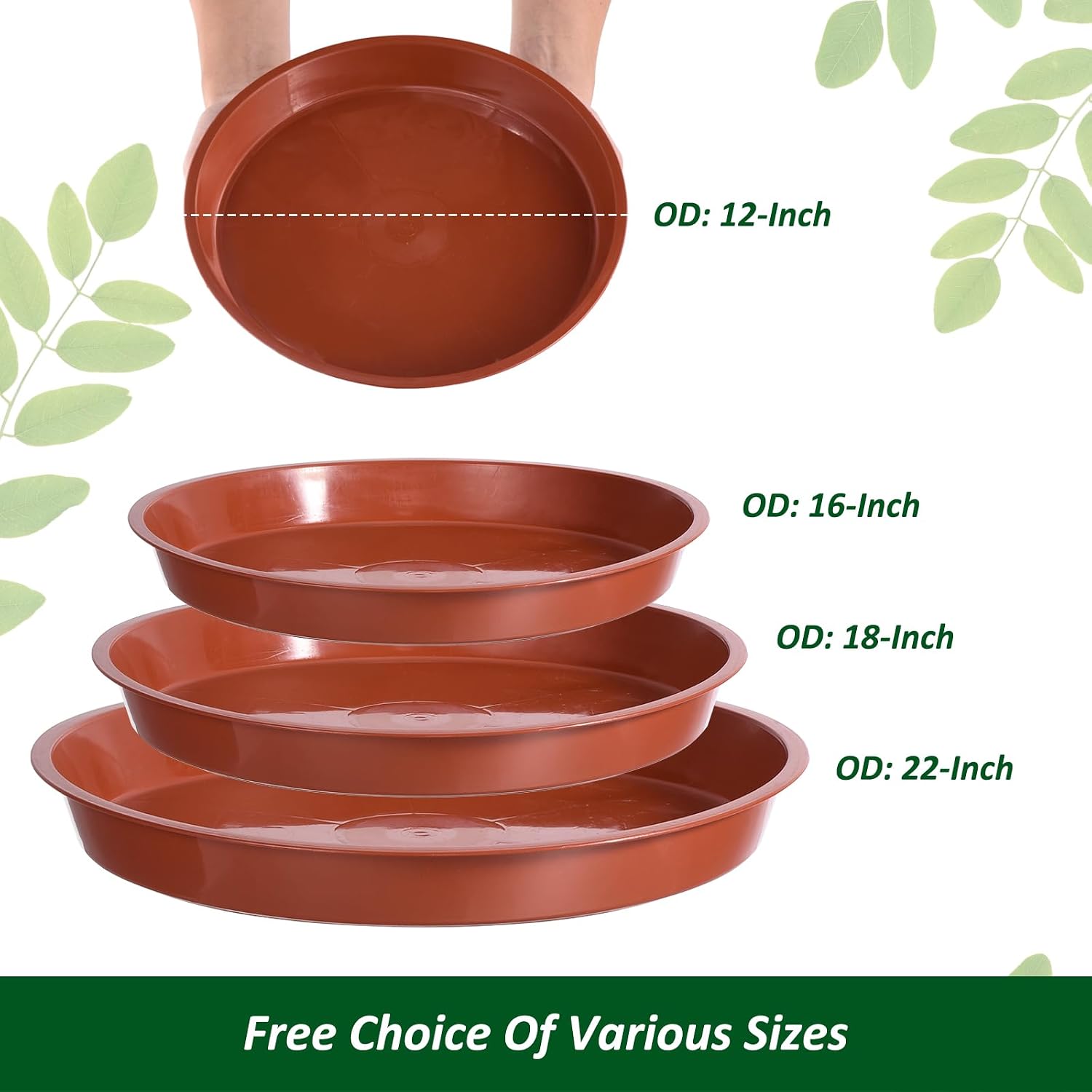 PATIKIL 4 Pack Large Plastic Plant Saucer, 22 Inch Plant Tray for Pots Round Plant Dish Plant Drip Trays Water Tray for