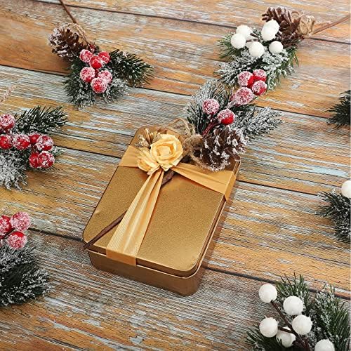 Artificial Red Berry Branches 20 Pack 6 Inch Christmas Picks Spray Artificial Pine Cones Holly Stem Craft, Winter Holiday Floral Picks for Crafts Xmas Tree Ornaments (Red+White)