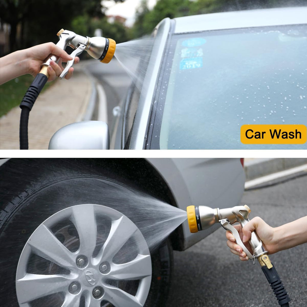 FANHAO Heavy Duty Metal Garden Hose Nozzle, High Pressure Sprayer Leakproof | 7 Adjustable Spray Patterns, Rustproof
