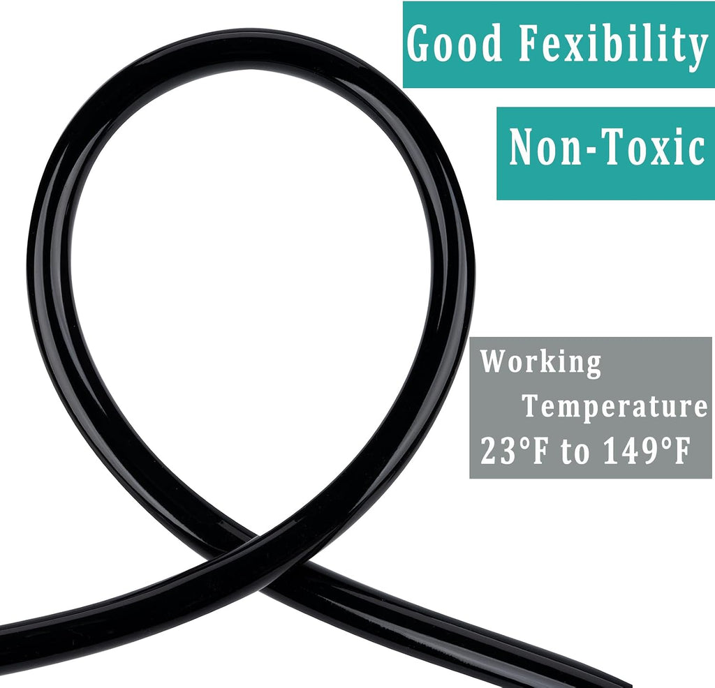 Black Vinyl Tubing 5/8” id - 50 Ft PVC Flexible Plastic Irrigation Hose | Hybrid Hose Transfer Water Air Oil for Pond