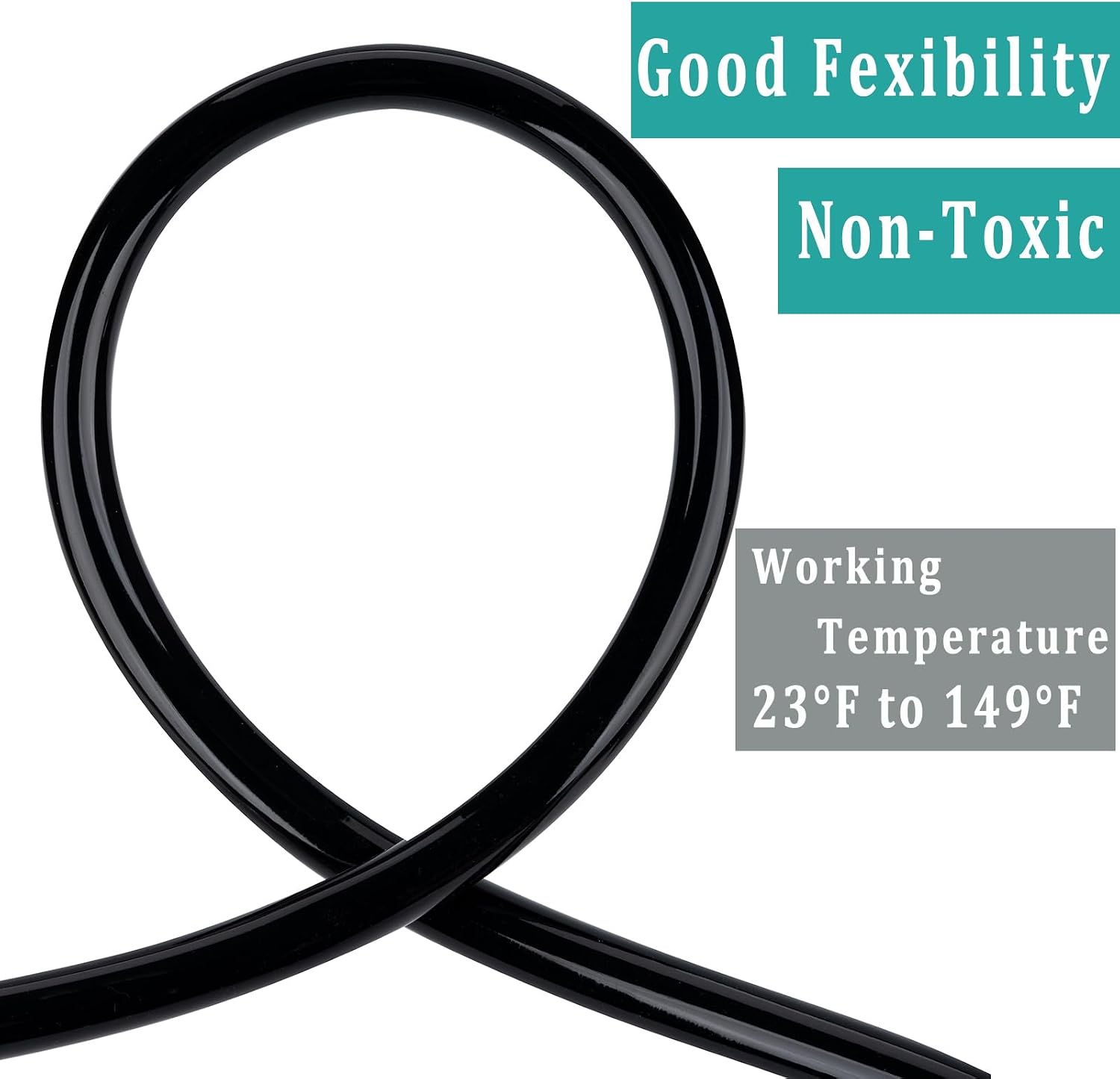 Black Vinyl Tubing 5/8” id - 50 Ft PVC Flexible Plastic Irrigation Hose | Hybrid Hose Transfer Water Air Oil for Pond