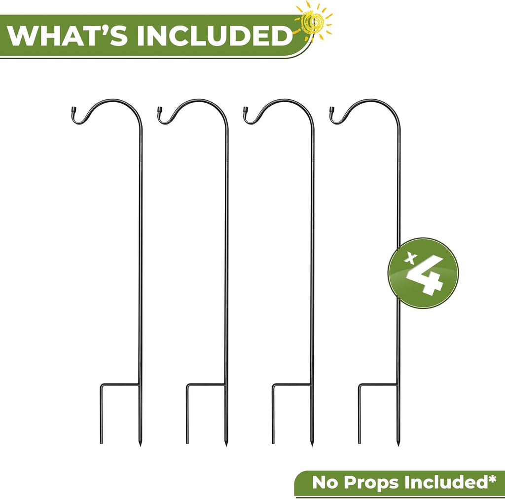 Sorbus® Shepherd's Hooks - Set of 4 Extendable Garden Planter Stakes for Bird Feeders, Outdoor Décor, Plants, Lights