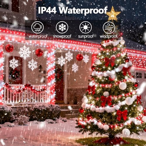 Voice Control 88Ft 240LED Christmas String Lights with Remote, Red White
