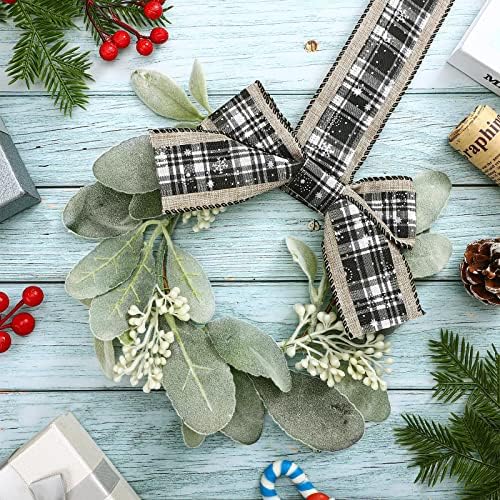 Syhood 4 Pcs 9" Mini Christmas Wreaths for Kitchen Cabinets Vivid Style