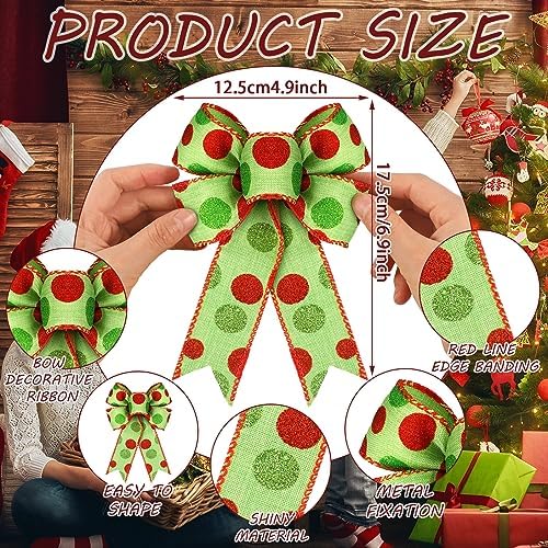 Lyrow 16 Pcs Large Christmas Bows Polka Dot Christmas Tree Bow