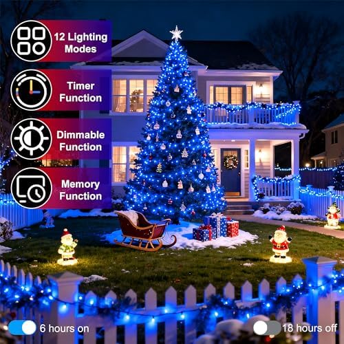 750 LED 240FT Christmas String Lights Outdoor, 12 Pro Modes with Timer