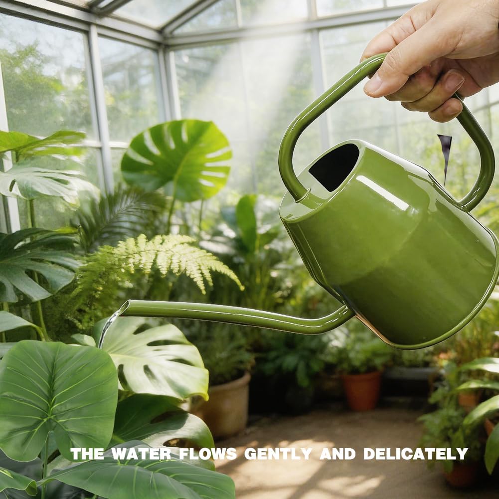 35 oz/1000 ml Metal Indoor Small Watering Can with Long Spout for House Plants Decorative, 12 oz/360 ml Glass Plant