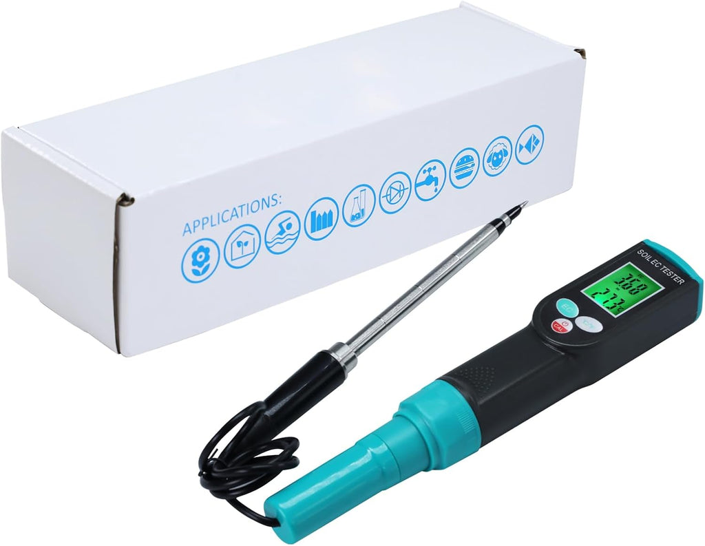 2 in 1 Digital Plants EC Meter Soil EC & Temperature Meter | Soil EC Meter with ATC, Corded EC Sensor Electrode