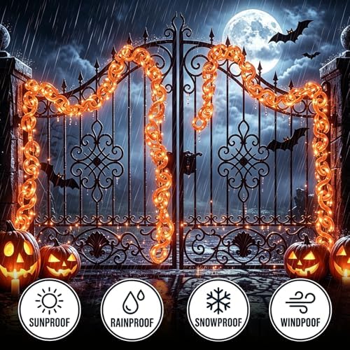 10 ft Halloween Chain Lights, Outdoor Orange Halloween Lights