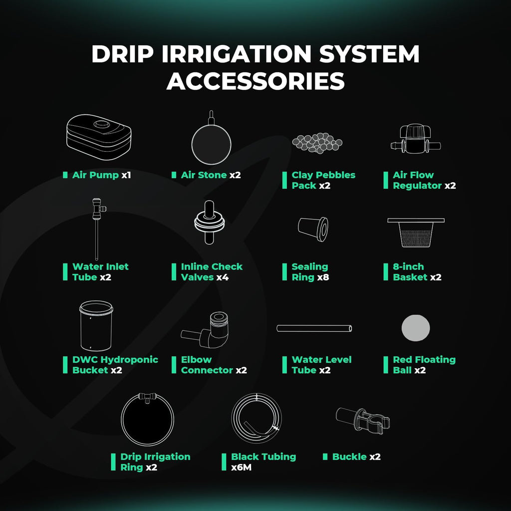 Mars Hydro DWC Hydroponics Grow System 5 Gallon Deep Water Culture with 8W Air Pump, Multi-Purpose Air Hose, Air Stone