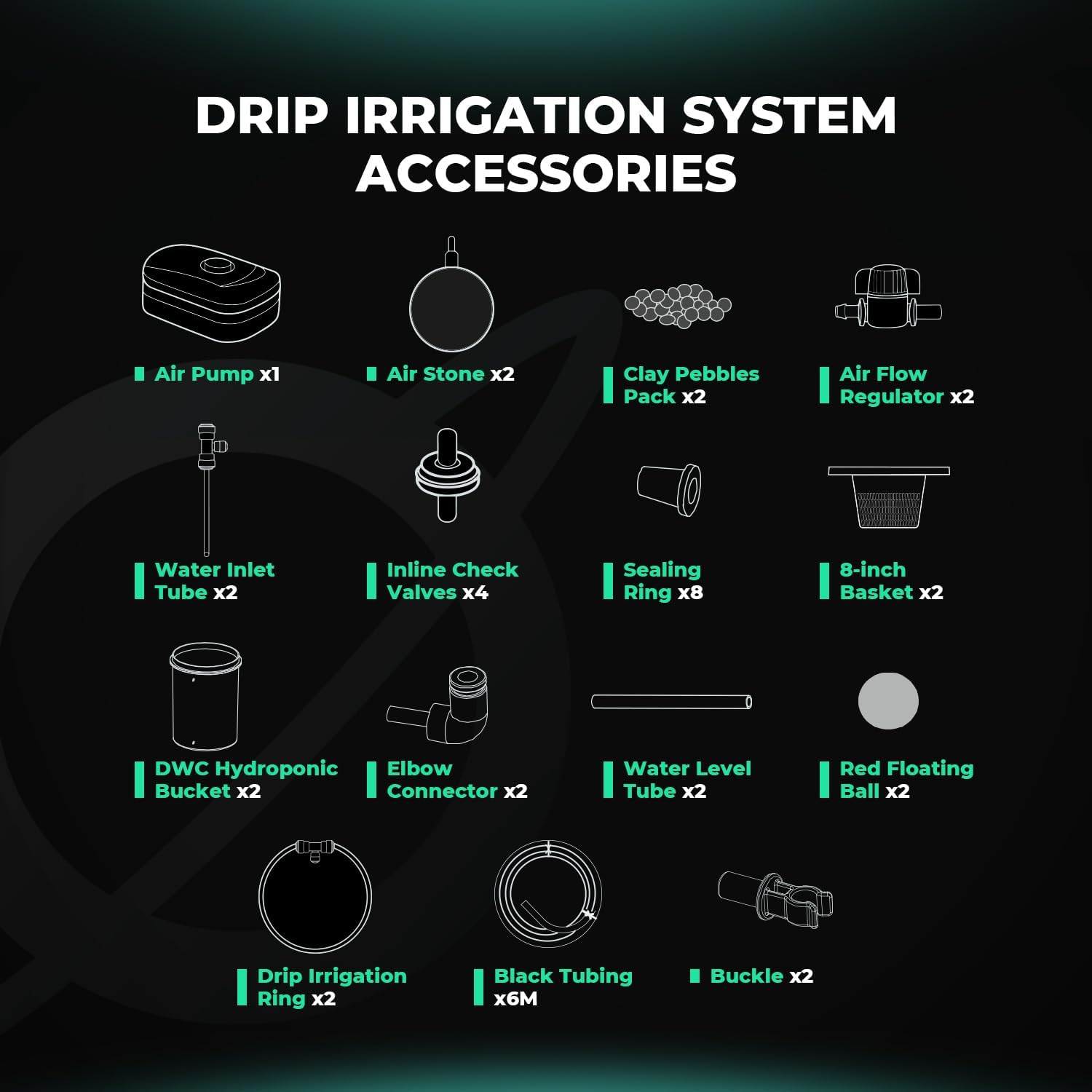 Mars Hydro DWC Hydroponics Grow System 5 Gallon Deep Water Culture with 8W Air Pump, Multi-Purpose Air Hose, Air Stone