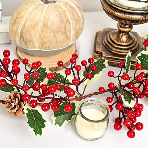 DearHouse 7FT Red Berry Christmas Garland with Pine Cone Garland Artificail Garland Indoor Outdoor Garden Gate Home Decoration for Winter Holiday New Year Decor