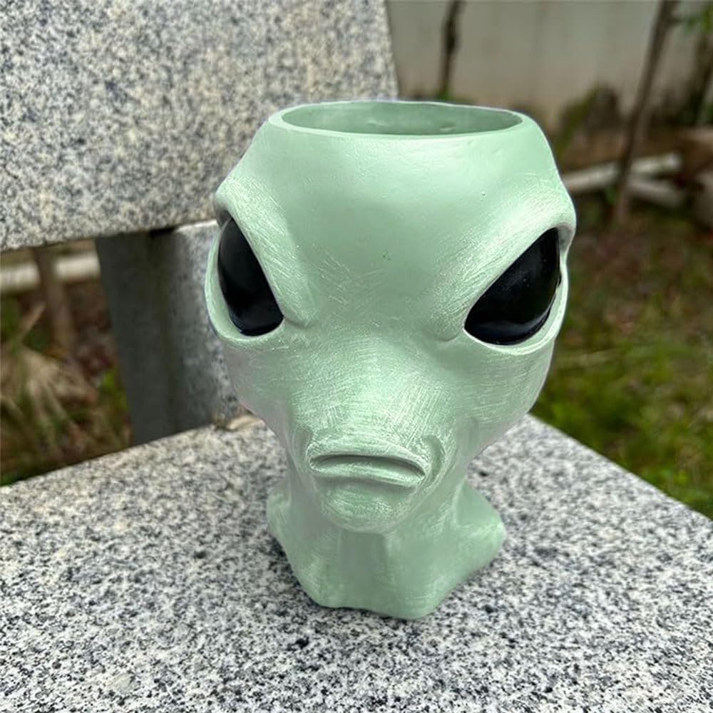 Alien Flower Pot Head Planter - Face Planter Pots Alien Head Planter Succulent Planter Ornament Fun Alien Planter for