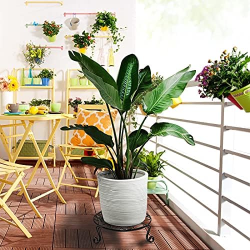 NSYOOMH 1 pack 10"-12" Metal Plant Stand Outdoor, for Flower Pot Heavy Duty Potted Holder Round Wrought Rustproof Iron Planter Stand, plant Stands Indoor Clearance and Outdoor patio - 12 Inches Black