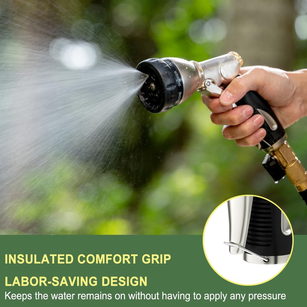 FANHAO Metal Garden Hose Nozzle Heavy Duty, 8 Spray Patterns, High Pressure | Rustproof Leak Proof, Comfortable