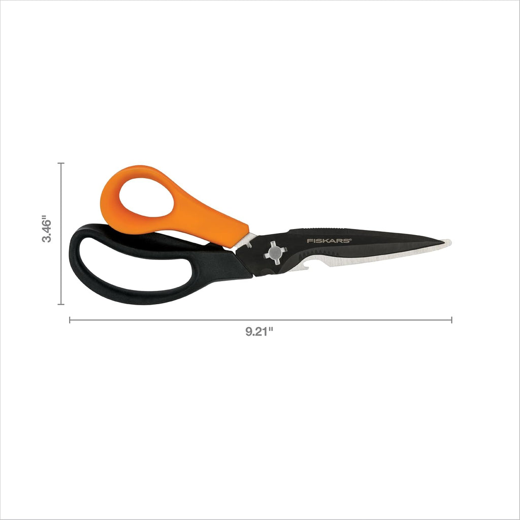 Fiskars 9" 7-in-1 Heavy-Duty Garden Scissors Multi-Tool with Sheath | Take-Apart Shears with Power Notch, Wire & Twine