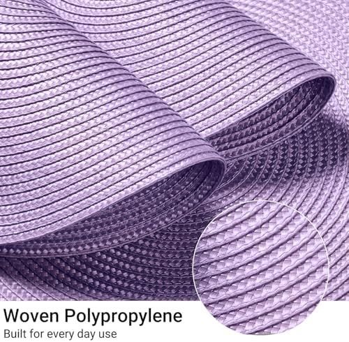 FunWheat Round Braided Placemats Set of 4 Table Mats for Dining Tables Woven Washable Non-Slip Place mats 15 inch(Lilac Purple,4pcs)
