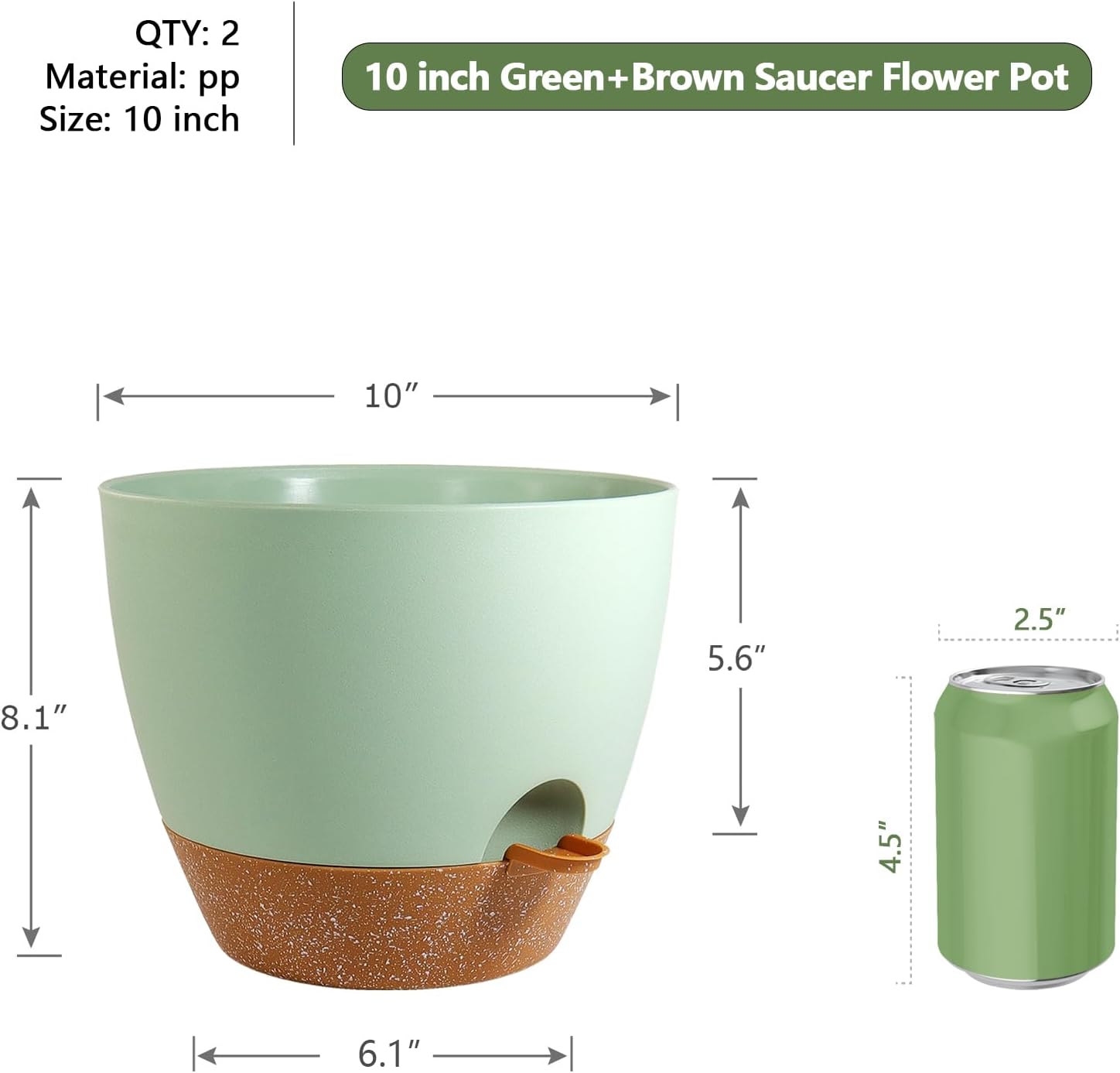 WSMKSZ 10 inch Self Watering Pots, 2 Pack Plastic Planters with Mesh Drainage Holes for Garden Plants and Flower